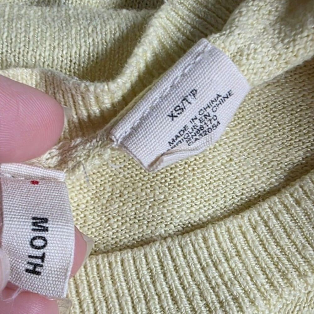 Anthropologie Moth Cotton Blend 3/4 Sleeve High-Low Knit Yellow Top Size XS - Picture 8 of 8